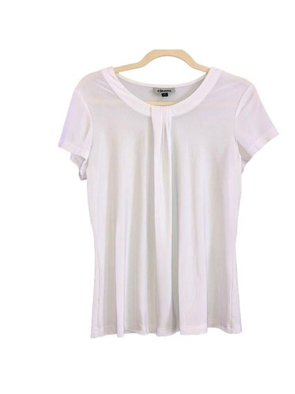 Womens Cintas White Short-Sleeve Pleated Blouse Size S